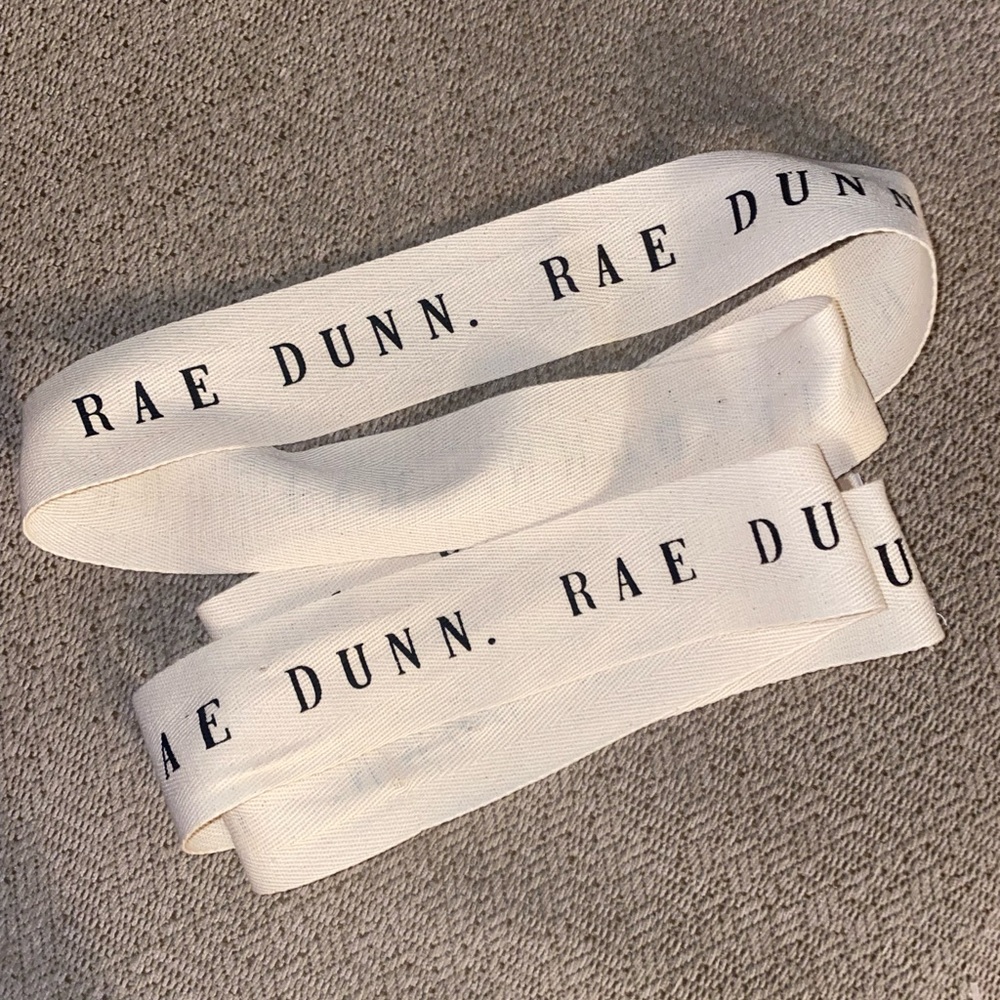 Rae Dunn ribbon.  one measures 3 feet and the other measures 30 inches